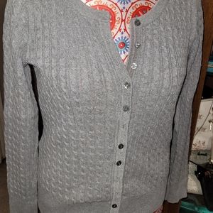 Eddie Bauer cable knit cardigan.